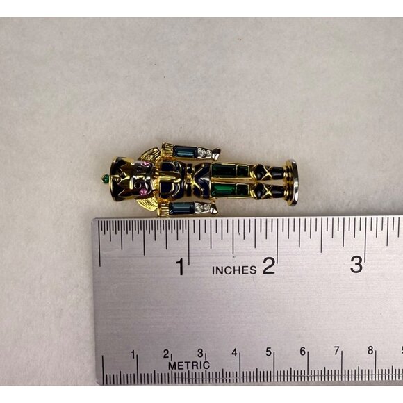 Monet Gold Tone Enameled Nutcracker Pin Brooch For Women Christmas Holiday - Picture 5 of 5